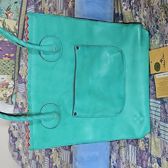 Patricia Nash Leather Cut Out Tooling Collection Cavo Floral Tote ❤️ 💙 Aqua - Picture 4 of 16